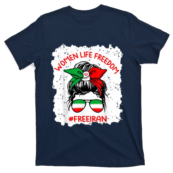 Wo Life Freedom Free Iran Cute Iranian Messy Bun Lover T-Shirt