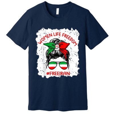 Wo Life Freedom Free Iran Cute Iranian Messy Bun Lover Premium T-Shirt