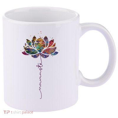 Womens Lotus Flower Namaste Yoga Watercolor Meditation Zen Bohemian VNeck 11oz C Handle Ceramic Mug
