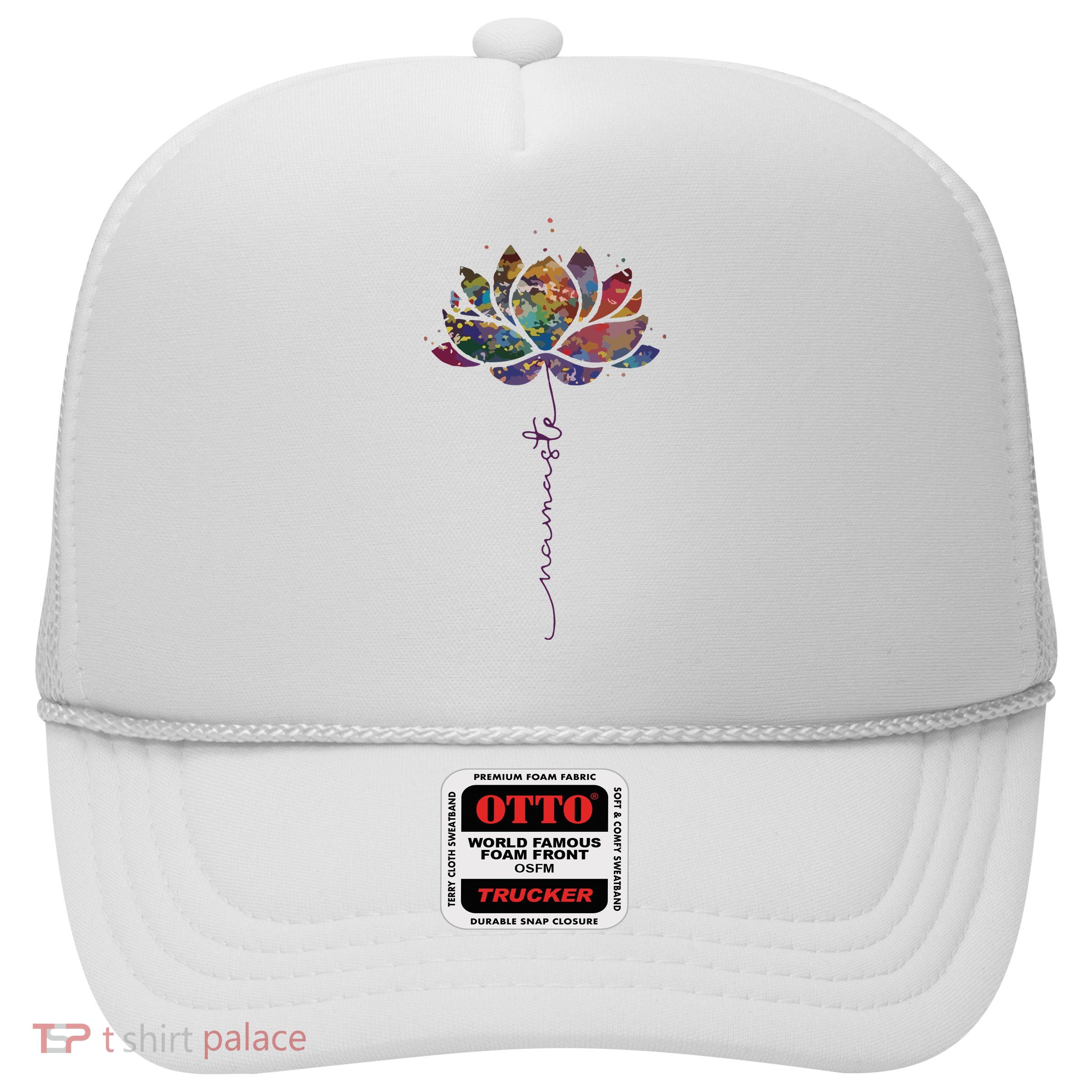 Womens Lotus Flower Namaste Yoga Watercolor Meditation Zen Bohemian VNeck Trucker Hat