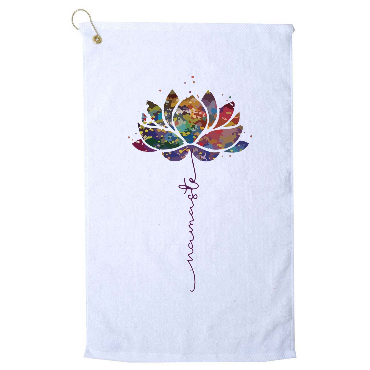 Womens Lotus Flower Namaste Yoga Watercolor Meditation Zen Bohemian VNeck Golf Towel