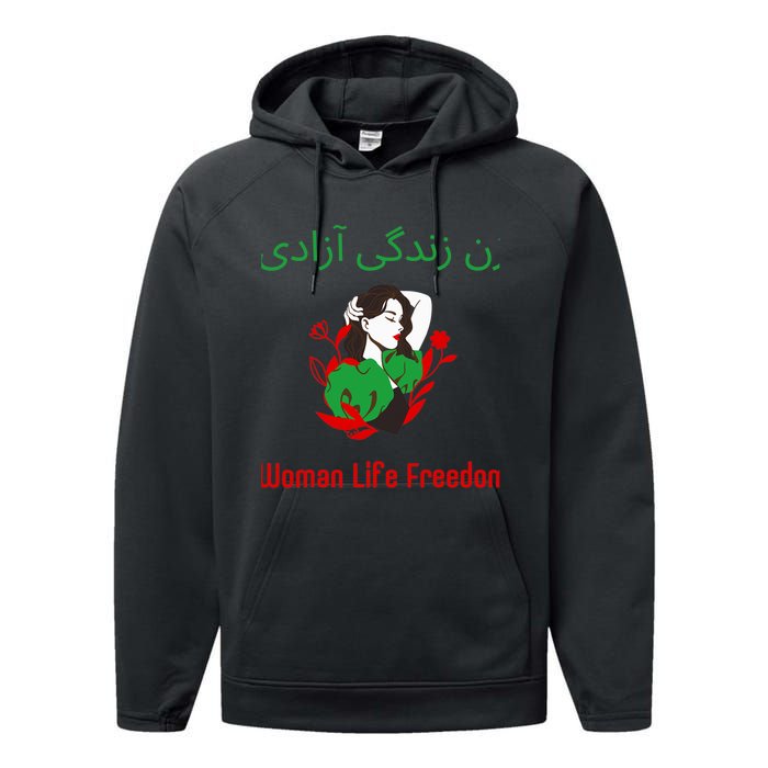 Woman Life Freedom Zan Zendegi Azadi Persian Woman Iran Performance Fleece Hoodie