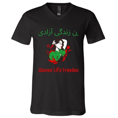 Woman Life Freedom Zan Zendegi Azadi Persian Woman Iran V-Neck T-Shirt