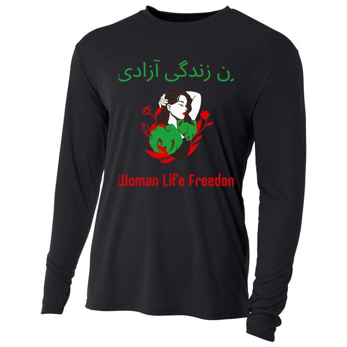 Woman Life Freedom Zan Zendegi Azadi Persian Woman Iran Cooling Performance Long Sleeve Crew