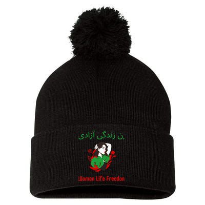 Woman Life Freedom Zan Zendegi Azadi Persian Woman Iran Pom Pom 12in Knit Beanie