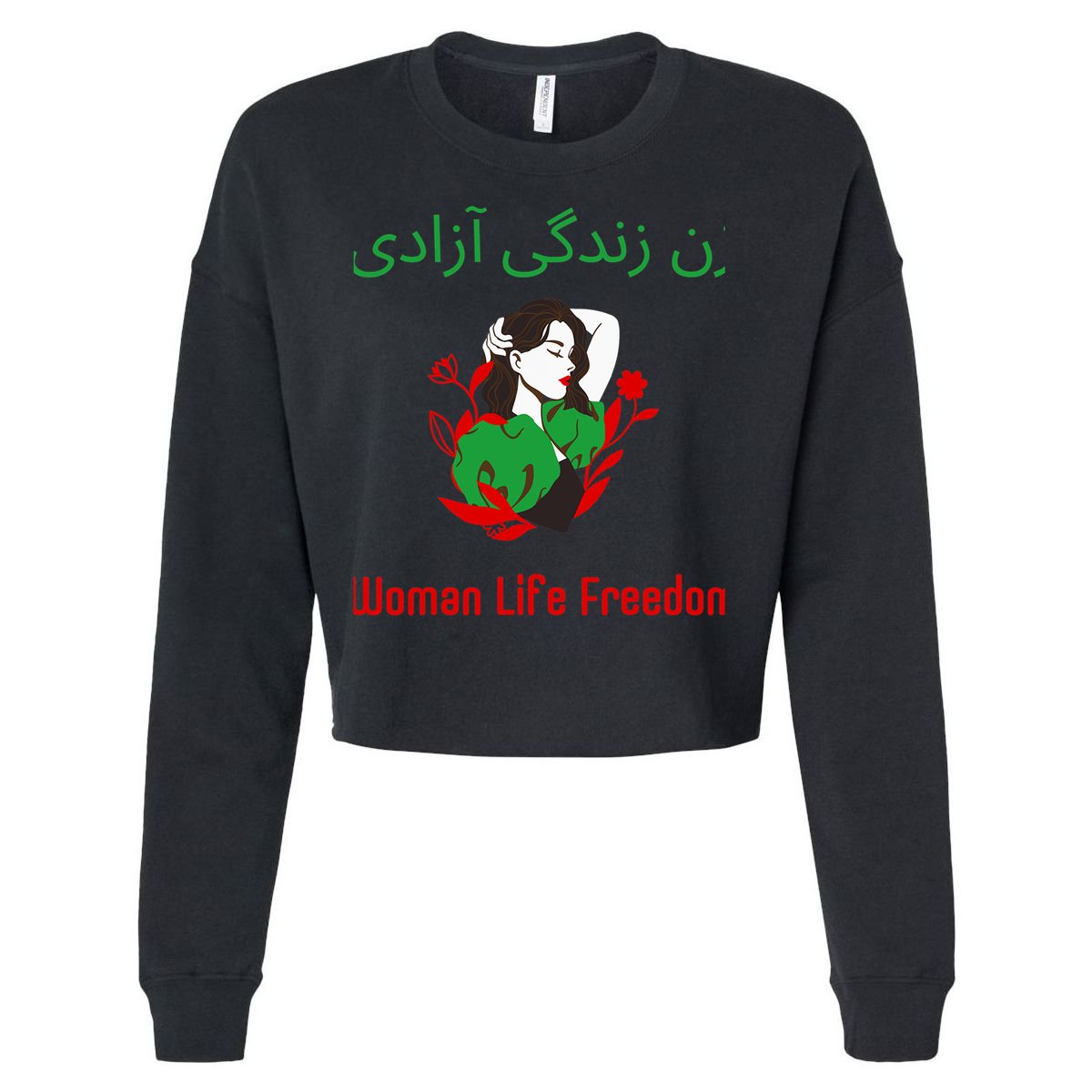 Woman Life Freedom Zan Zendegi Azadi Persian Woman Iran Cropped Pullover Crew