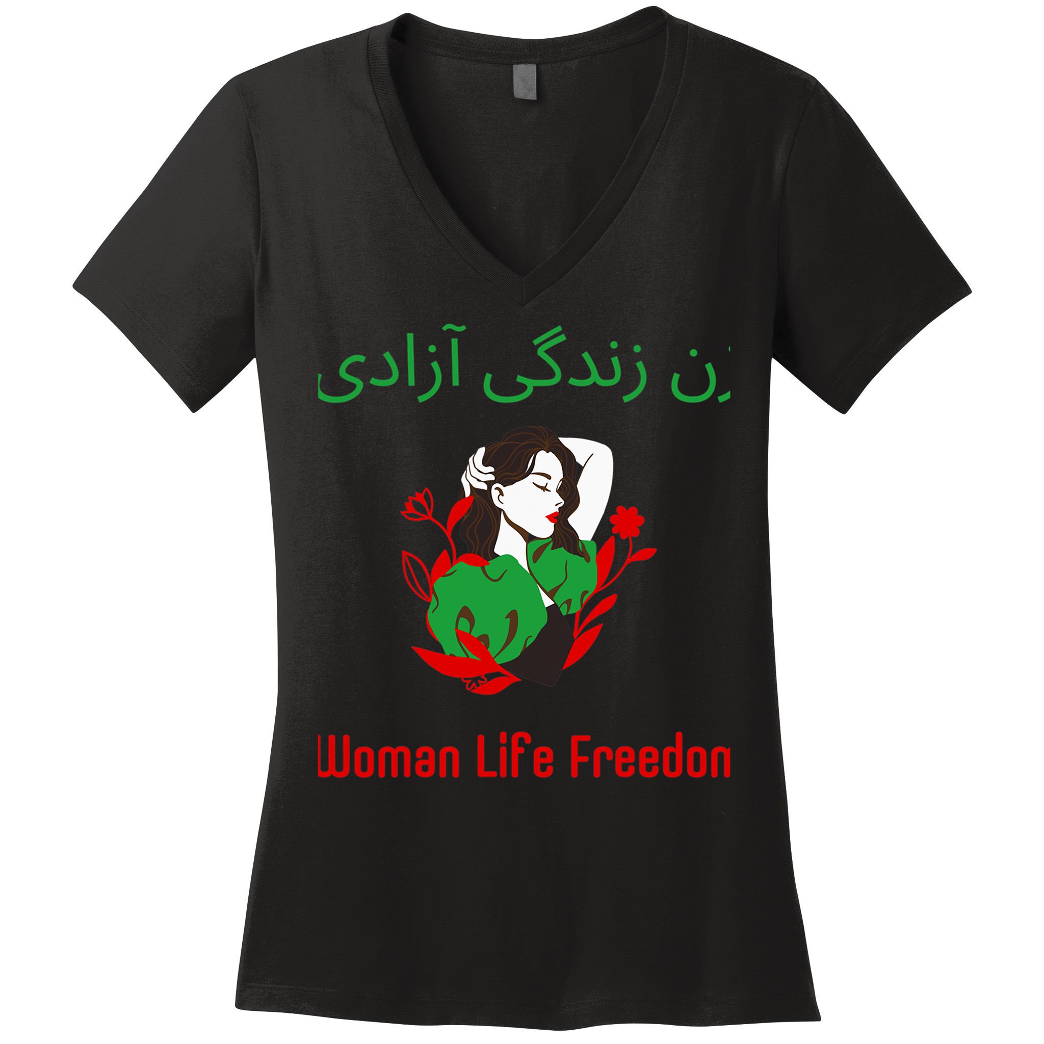 Woman Life Freedom Zan Zendegi Azadi Persian Woman Iran Women's V-Neck T-Shirt