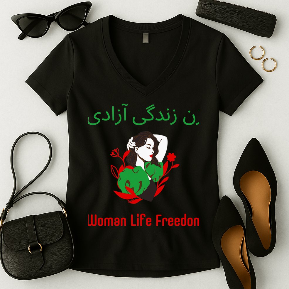 Woman Life Freedom Zan Zendegi Azadi Persian Woman Iran Women's V-Neck T-Shirt