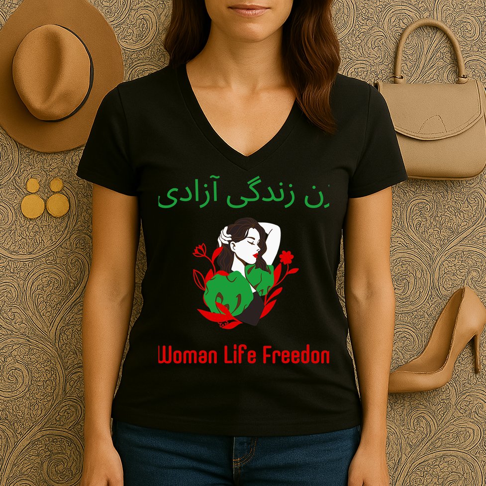 Woman Life Freedom Zan Zendegi Azadi Persian Woman Iran Women's V-Neck T-Shirt