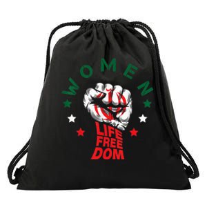 WOMEN LIFE FREEDOM Farsi Zan Zendegi Azadi With Female Fist Drawstring Bag