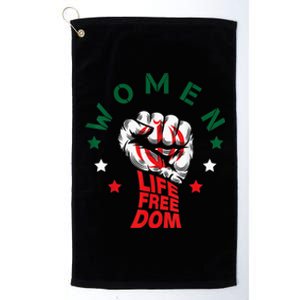 WOMEN LIFE FREEDOM Farsi Zan Zendegi Azadi With Female Fist Platinum Collection Golf Towel