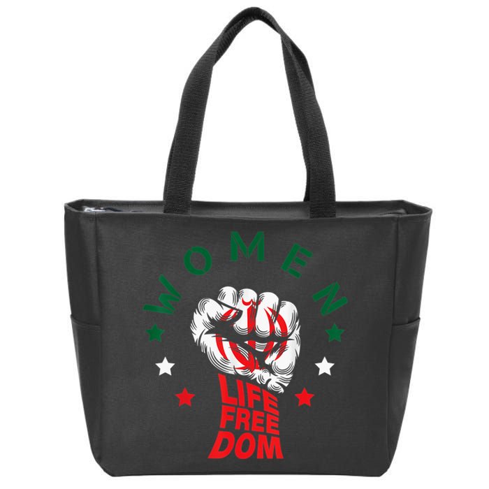 WOMEN LIFE FREEDOM Farsi Zan Zendegi Azadi With Female Fist Zip Tote Bag