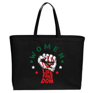 WOMEN LIFE FREEDOM Farsi Zan Zendegi Azadi With Female Fist Cotton Canvas Jumbo Tote