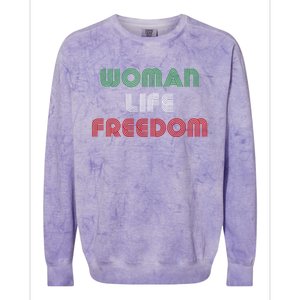 Wo Life Freedom Iran Protest Slogan Gift Colorblast Crewneck Sweatshirt