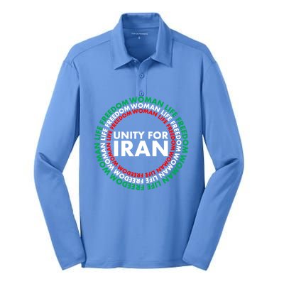 Wo Life Freedom Iran Unity For Iran Gift Silk Touch Performance Long Sleeve Polo