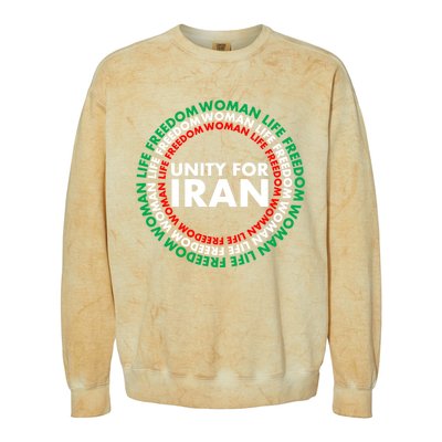 Wo Life Freedom Iran Unity For Iran Gift Colorblast Crewneck Sweatshirt