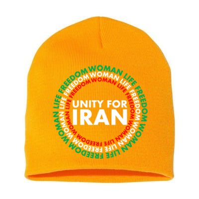 Wo Life Freedom Iran Unity For Iran Gift Short Acrylic Beanie