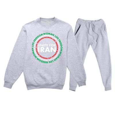 Wo Life Freedom Iran Unity For Iran Gift Premium Crewneck Sweatsuit Set