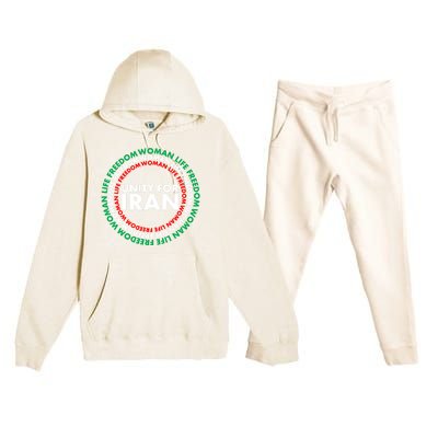 Wo Life Freedom Iran Unity For Iran Gift Premium Hooded Sweatsuit Set