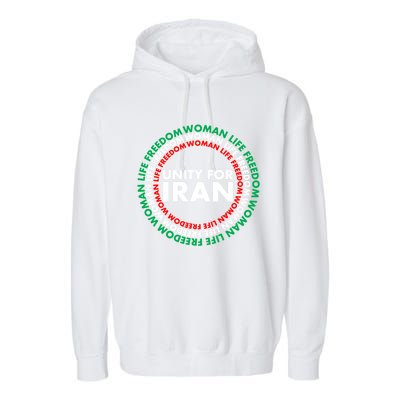 Wo Life Freedom Iran Unity For Iran Gift Garment-Dyed Fleece Hoodie