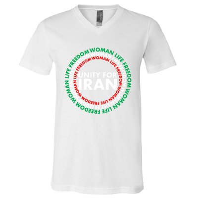 Wo Life Freedom Iran Unity For Iran Gift V-Neck T-Shirt