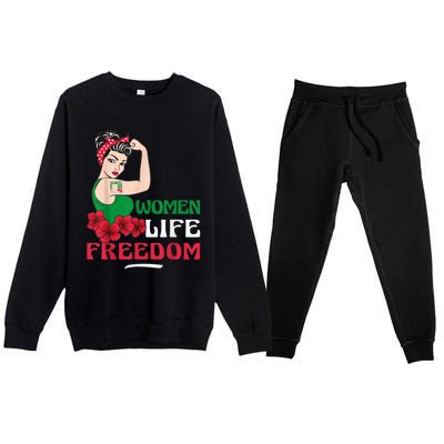 Wo Life Freedom, Support Wo Iran, Cute Iranian Wo Premium Crewneck Sweatsuit Set