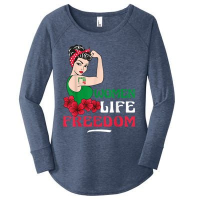 Wo Life Freedom, Support Wo Iran, Cute Iranian Wo Women's Perfect Tri Tunic Long Sleeve Shirt