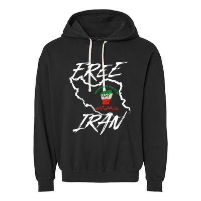 Women Life Freedom Vintage Iranian Distressed Free Iran Garment-Dyed Fleece Hoodie