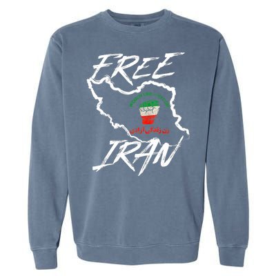 Women Life Freedom Vintage Iranian Distressed Free Iran Garment-Dyed Sweatshirt