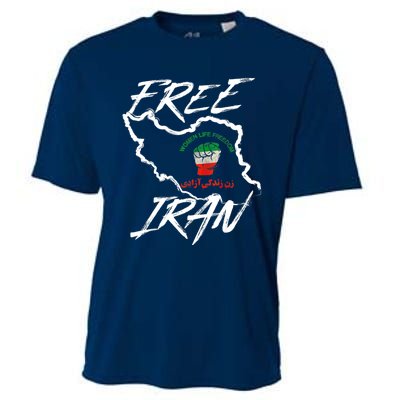 Women Life Freedom Vintage Iranian Distressed Free Iran Cooling Performance Crew T-Shirt