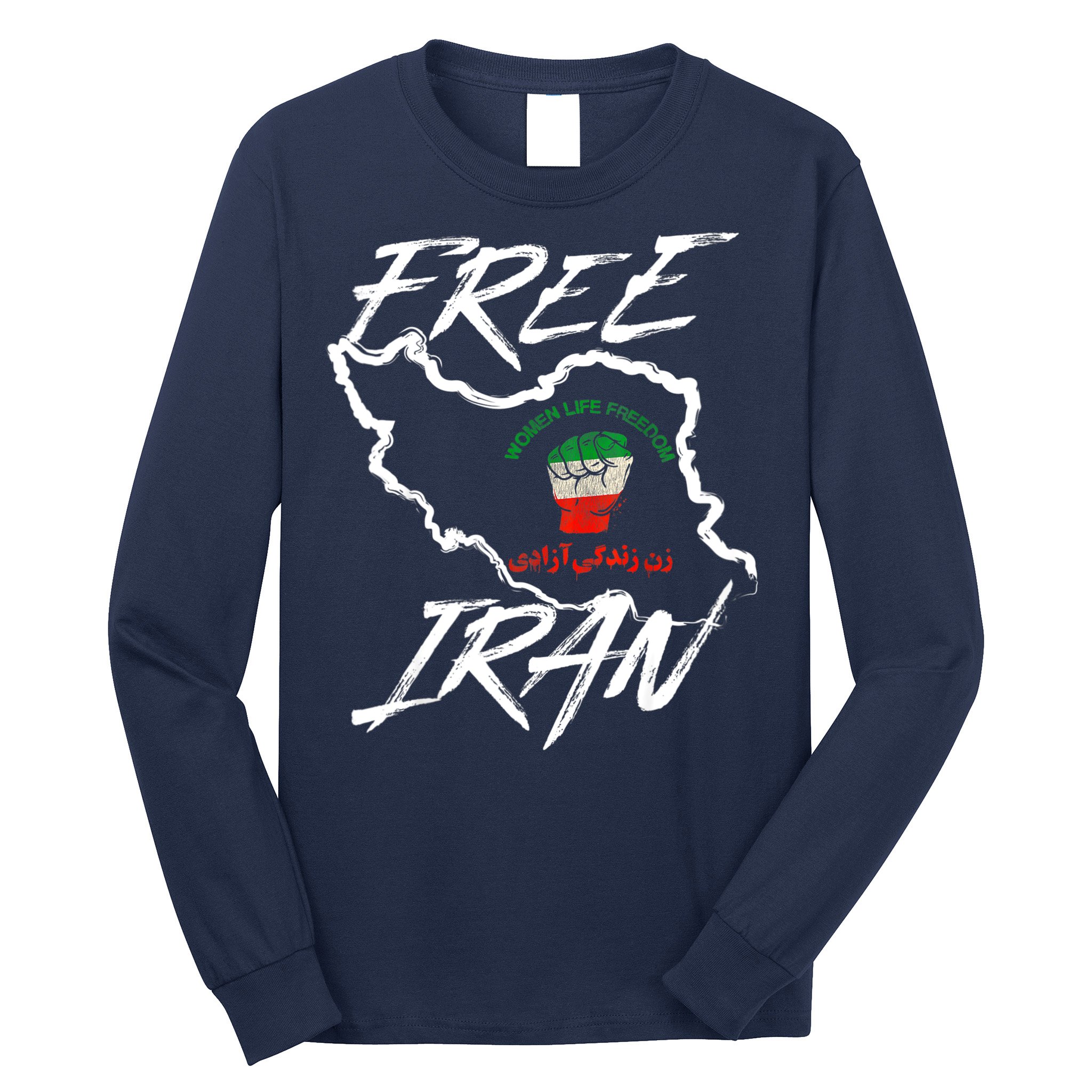 Women Life Freedom Vintage Iranian Distressed Free Iran Long Sleeve Shirt