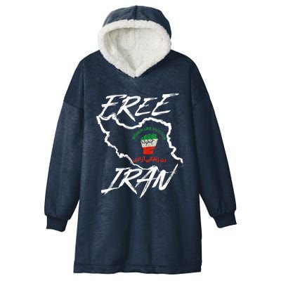 Women Life Freedom Vintage Iranian Distressed Free Iran Hooded Wearable Blanket