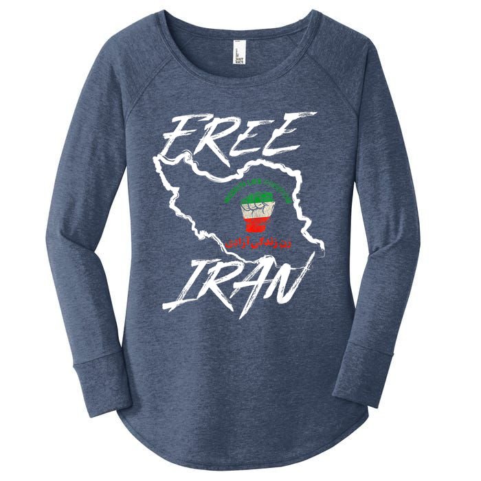 Women Life Freedom Vintage Iranian Distressed Free Iran Women's Perfect Tri Tunic Long Sleeve Shirt