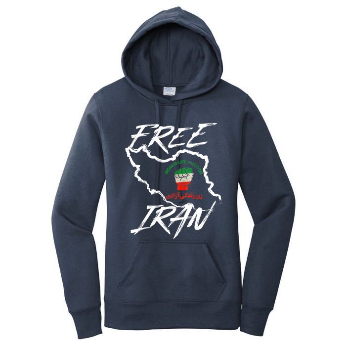 Women Life Freedom Vintage Iranian Distressed Free Iran Women's Pullover Hoodie