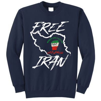 Women Life Freedom Vintage Iranian Distressed Free Iran Tall Sweatshirt