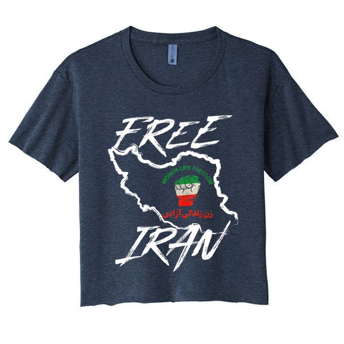 Women Life Freedom Vintage Iranian Distressed Free Iran Women's Crop Top Tee