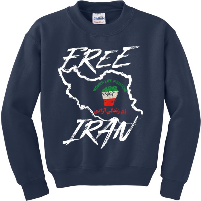 Women Life Freedom Vintage Iranian Distressed Free Iran Kids Sweatshirt