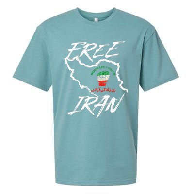 Women Life Freedom Vintage Iranian Distressed Free Iran Sueded Cloud Jersey T-Shirt