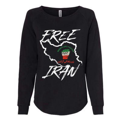 Wo Life Freedom Vintage Iranian Distressed Free Iran Womens California Wash Sweatshirt