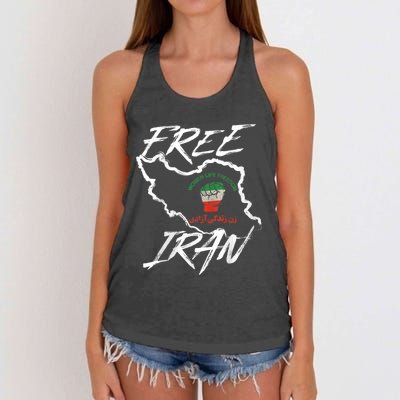 Wo Life Freedom Vintage Iranian Distressed Free Iran Women's Knotted Racerback Tank