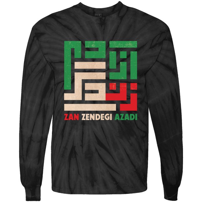 Women Life Freedom Mahsa Amini Zan Zendegi Azadi Iran Tie-Dye Long Sleeve Shirt