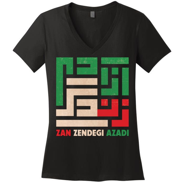 Women Life Freedom Mahsa Amini Zan Zendegi Azadi Iran Women's V-Neck T-Shirt