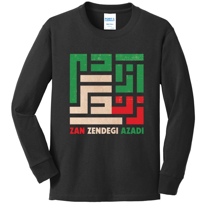 Women Life Freedom Mahsa Amini Zan Zendegi Azadi Iran Kids Long Sleeve Shirt