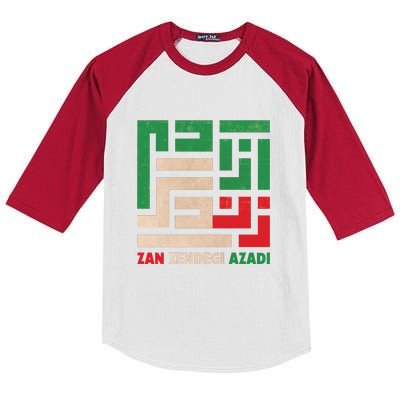 Women Life Freedom Mahsa Amini Zan Zendegi Azadi Iran Kids Colorblock Raglan Jersey