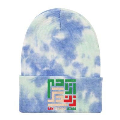 Women Life Freedom Mahsa Amini Zan Zendegi Azadi Iran Tie Dye 12in Knit Beanie