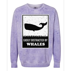 Whale Lover Funny Cetology Easily Distracted By Whales Ocean Colorblast Crewneck Sweatshirt