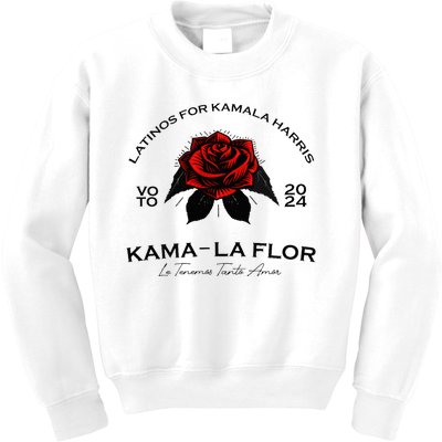 Wo Latinos For Kamala La Flor Tenemos Tanto Amor Kids Sweatshirt