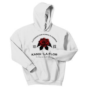 Wo Latinos For Kamala La Flor Tenemos Tanto Amor Kids Hoodie