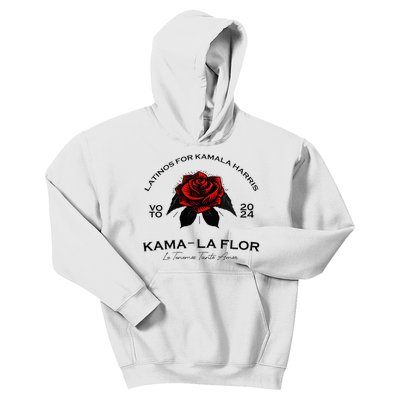 Wo Latinos For Kamala La Flor Tenemos Tanto Amor Kids Hoodie