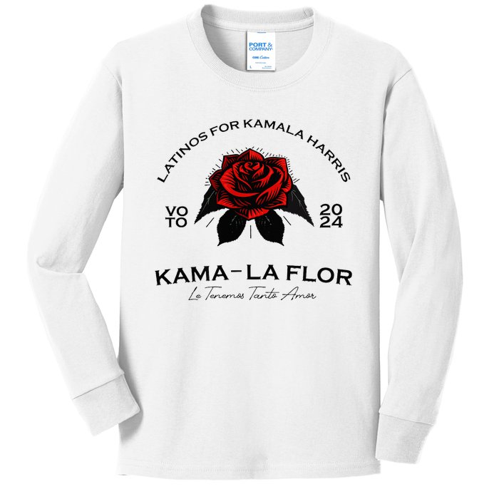 Wo Latinos For Kamala La Flor Tenemos Tanto Amor Kids Long Sleeve Shirt